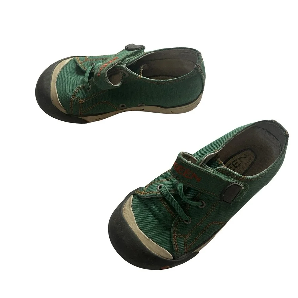 KEEN Little Kids Size 10 Shoes Rubber Toe Canvas Sneakers Play Green Orange